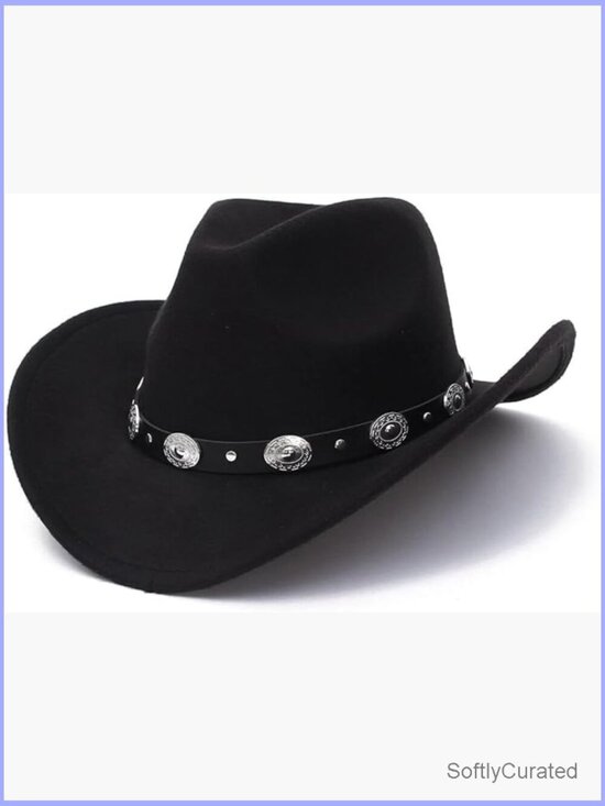 Wide Brim Felt Fedora Hat with Detachable Belt Buckle